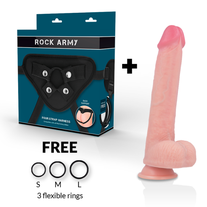 ROCKARMY - ARNÉS + LIQUID SILICONE DILDO PREMIUM KINGCOBRA 24 CM -O- 4.77 CM - CandyHot - Foto 2