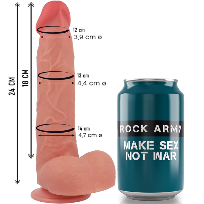 ROCKARMY - RAPTOR DILDO REALISTA DUAL DENSITY LIQUID SILICONE 24 CM -O- 4.4 CM - CandyHot - Foto 3