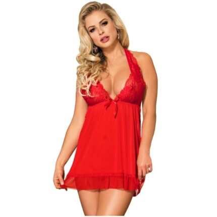 SUBBLIME - BABYDOLL ROJO FLORAL ADORNOS EN EL PECHO L/XL - CandyHot - Foto 1