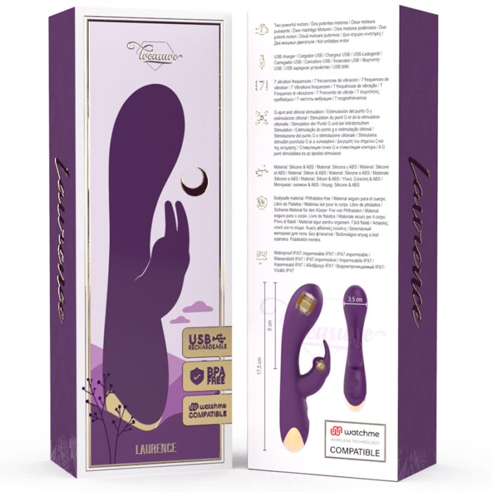 TREASURE - LAURENCE RABBIT VIBRADOR COMPATIBLE CON LA TECNOLOGÍA WATCHME WIRELESS - CandyHot - Foto 2