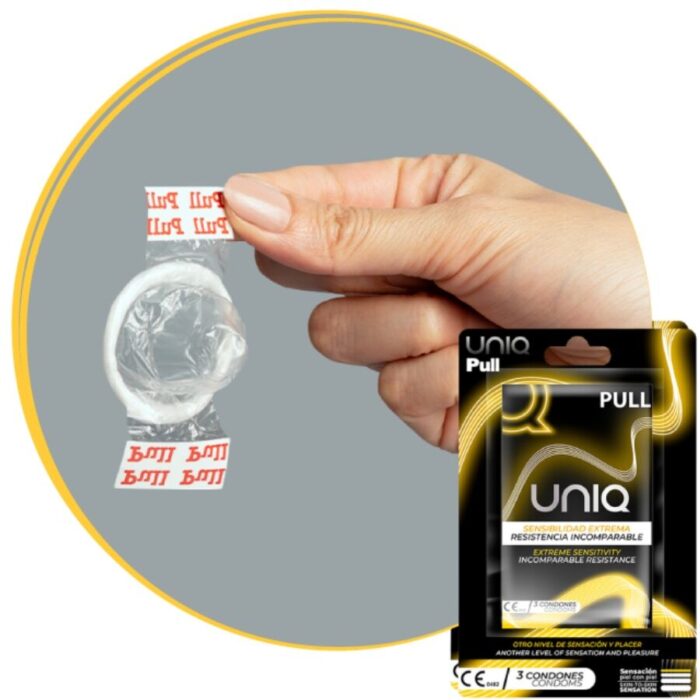 UNIQ - PULL PRESERVATIVOS CON TIRAS SIN LÁTEX 3 UNIDADES - CandyHot - Foto 3