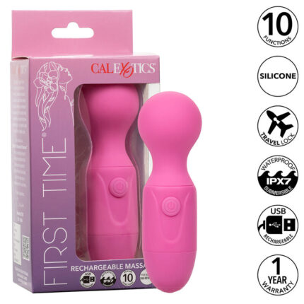 CALEXOTICS - FIRST TIME MASAJEADOR RECARGABLE 10 VIBRACIONES ROSA - CandyHot - Foto 1