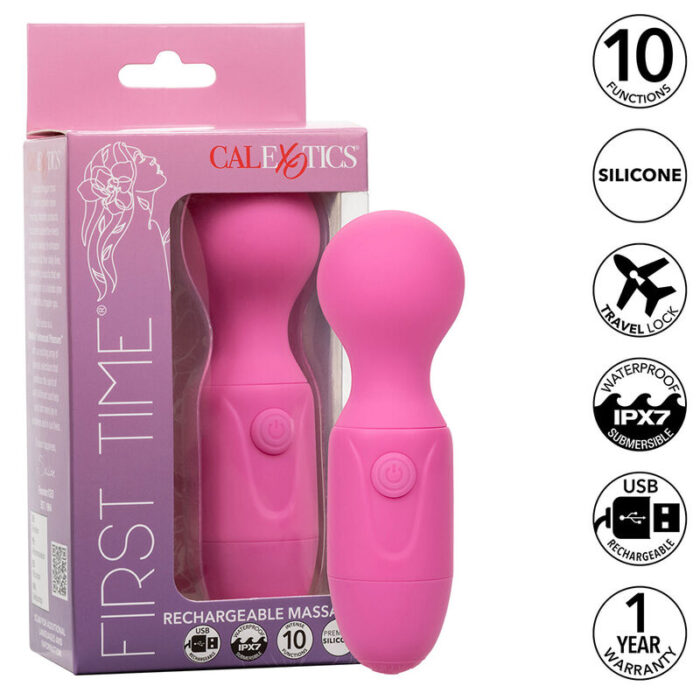 CALEXOTICS - FIRST TIME MASAJEADOR RECARGABLE 10 VIBRACIONES ROSA - CandyHot - Foto 1