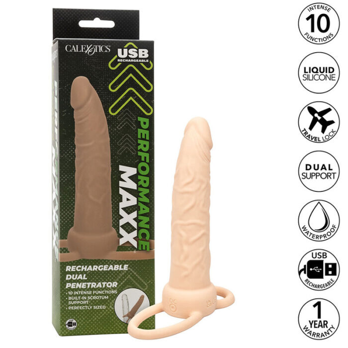 CALEXOTICS - PERFORMANCE MAXX DOBLE PENETRADOR RECARGABLE PIEL CLARO - CandyHot - Foto 3