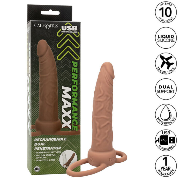 CALEXOTICS - PERFORMANCE MAXX DOBLE PENETRADOR RECARGABLE PIEL MORENO - CandyHot - Foto 2
