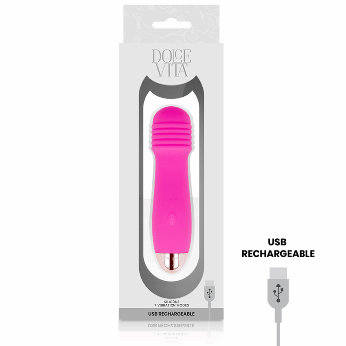 DOLCE VITA - VIBRADOR RECARGABLE THREE ROSA 7 VELOCIDADES - CandyHot - Foto 3