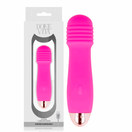 DOLCE VITA - VIBRADOR RECARGABLE THREE ROSA 7 VELOCIDADES - CandyHot - Foto 1