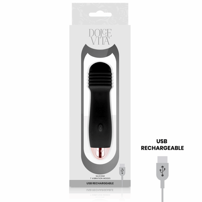 DOLCE VITA - VIBRADOR RECARGABLE TRES NEGRO 7 VELOCIDADES - CandyHot - Foto 3