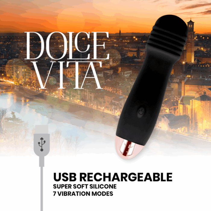 DOLCE VITA - VIBRADOR RECARGABLE TRES NEGRO 7 VELOCIDADES - CandyHot - Foto 4
