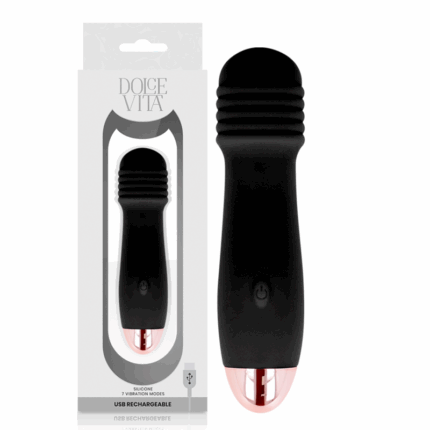 DOLCE VITA - VIBRADOR RECARGABLE TRES NEGRO 7 VELOCIDADES - CandyHot - Foto 1