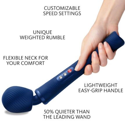 FUN FACTORY - VIM WAND RUMBLE VIBRADOR RECARGABLE SILICONA AZUL MEDIANOCHE - CandyHot - Foto 2