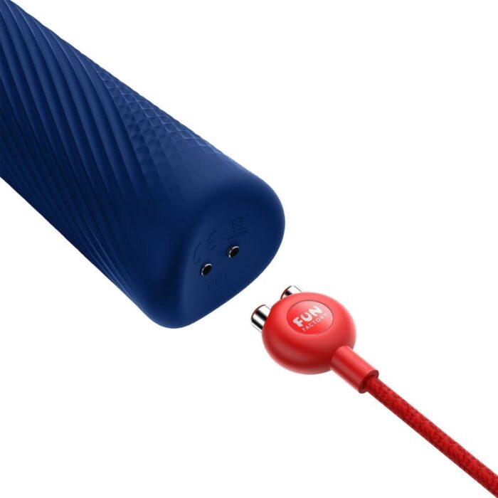 FUN FACTORY - VIM WAND RUMBLE VIBRADOR RECARGABLE SILICONA AZUL MEDIANOCHE - CandyHot - Foto 4
