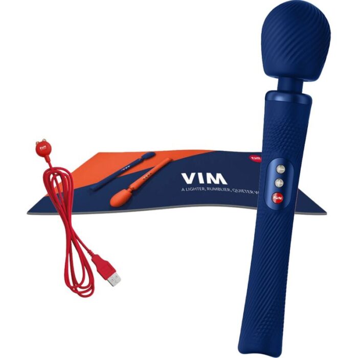 FUN FACTORY - VIM WAND RUMBLE VIBRADOR RECARGABLE SILICONA AZUL MEDIANOCHE - CandyHot - Foto 5