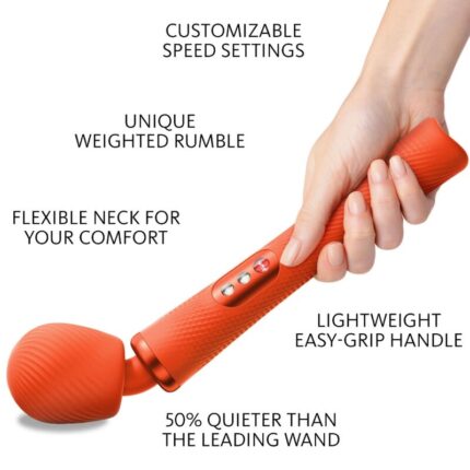 FUN FACTORY - VIM WAND RUMBLE VIBRADOR RECARGABLE SILICONA NARANJA - CandyHot - Foto 2