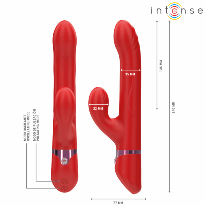 INTENSE - LELE VIBRADOR MULTIFUNCIÓN ROTATORIO & OSCILACIÓN & ESTIMULACIÓN ROJO - CandyHot - Foto 6