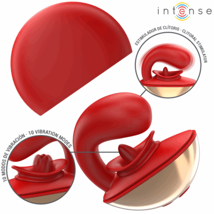 INTENSE - MARIAH VIBRADOR & ESTIMULADOR EN FORMA DE U 10 VIBRACIONES ROJO - CandyHot - Foto 1