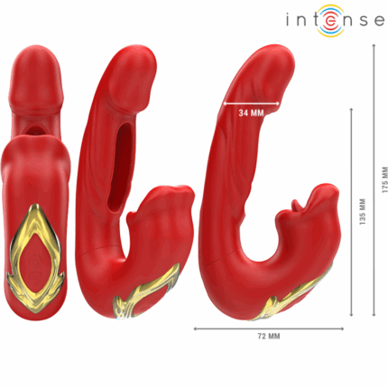 INTENSE - NATHY VIBRADOR DOBLE CON BOCA ESTIMULADORA MULTIFUNCIÓN ROJO - CandyHot - Foto 2