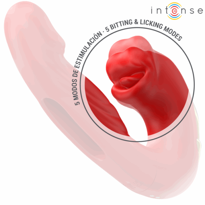 INTENSE - NATHY VIBRADOR DOBLE CON BOCA ESTIMULADORA MULTIFUNCIÓN ROJO - CandyHot - Foto 4