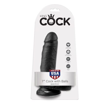 KING COCK - 7 PENE REALÍSTICO NEGRO 17.8 CM - CandyHot - Foto 1
