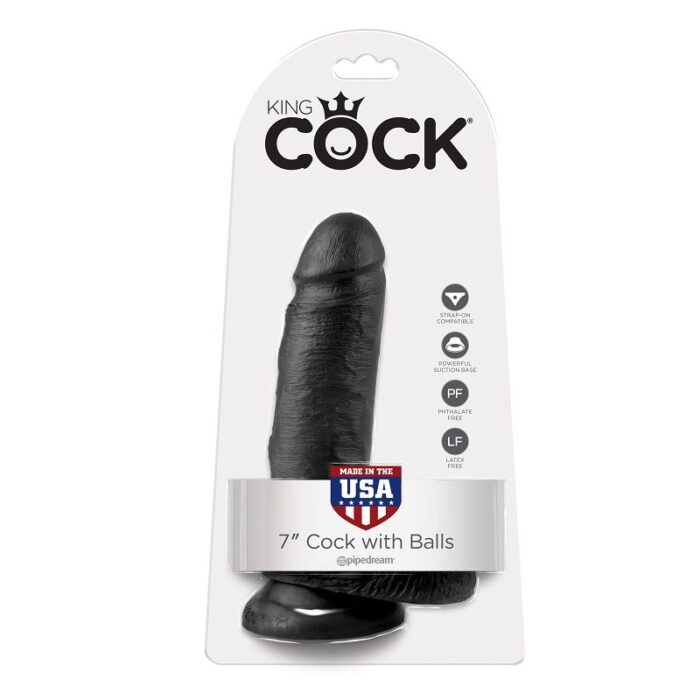 KING COCK - 7 PENE REALÍSTICO NEGRO 17.8 CM - CandyHot - Foto 1