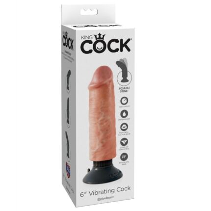KING COCK - DILDO VIBRADOR 15.24 CM NATURAL - CandyHot - Foto 1