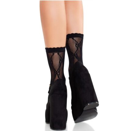 LEG AVENUE - CALCETINES DE ENCAJE DE LAZOS NEGRO - CandyHot - Foto 2