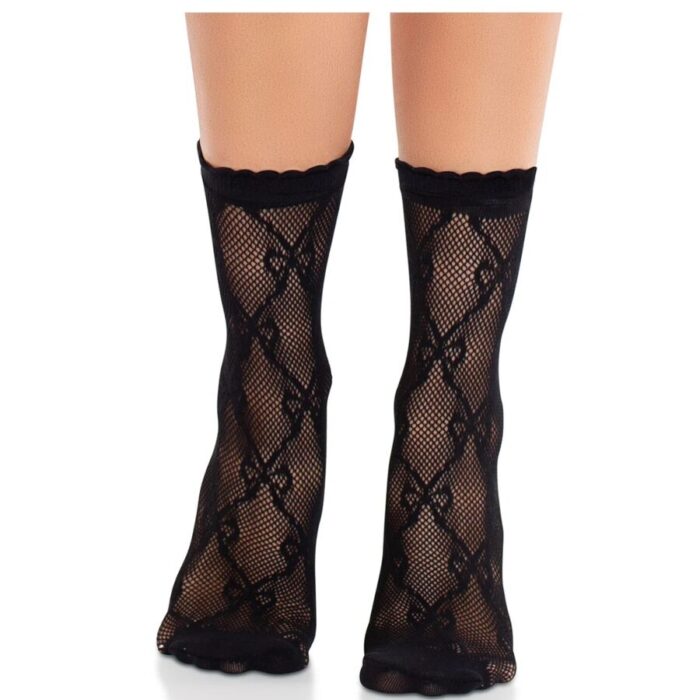 LEG AVENUE - CALCETINES DE ENCAJE DE LAZOS NEGRO - CandyHot - Foto 3