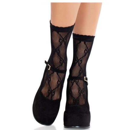 LEG AVENUE - CALCETINES DE ENCAJE DE LAZOS NEGRO - CandyHot - Foto 1