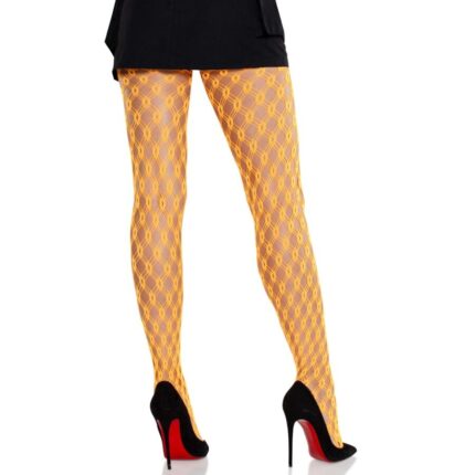 LEG AVENUE - MALLAS DE ENCAJE CON OJALES NARANJA NEÓN - CandyHot - Foto 2