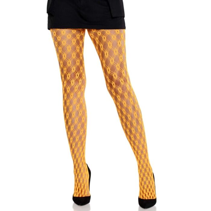 LEG AVENUE - MALLAS DE ENCAJE CON OJALES NARANJA NEÓN - CandyHot - Foto 1