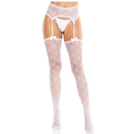 LEG AVENUE - MEDIAS DE CORAZÓN CON LIGAS BLANCO - CandyHot - Foto 1