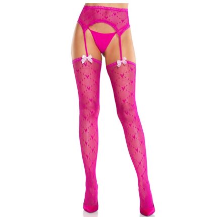 LEG AVENUE - MEDIAS DE CORAZÓN CON LIGAS MAGENTA - CandyHot - Foto 1