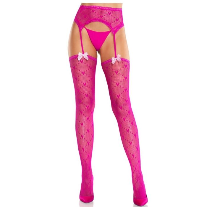 LEG AVENUE - MEDIAS DE CORAZÓN CON LIGAS MAGENTA - CandyHot - Foto 1