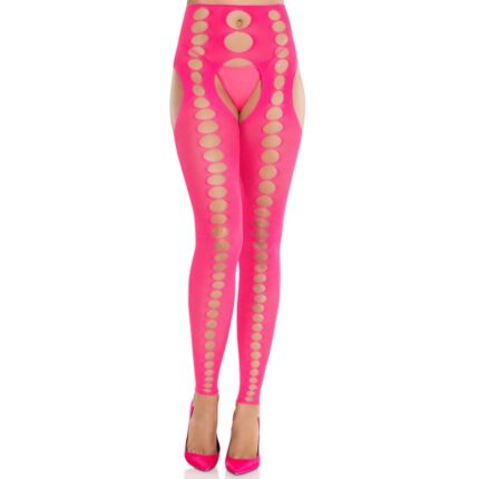LEG AVENUE - MEDIAS OPACAS SIN TIRANTES Y COSTURAS ROSA NEÓN - CandyHot - Foto 1