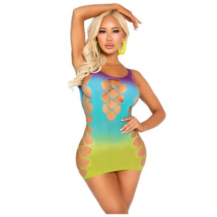 LEG AVENUE - MINI VESTIDO SIN COSTURAS Y ABERTURAS OCEAN - CandyHot - Foto 1