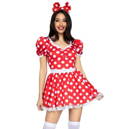 LEG AVENUE - VESTIDO DE LUNARES + DIADEMA ROJO/BLANCO S - CandyHot - Foto 1