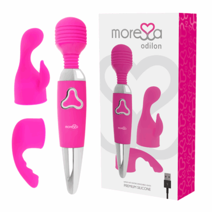 MORESSA - ODILON WAND POTENTE MOTOR MAS DOS CABEZALES PREMIUM SILICONE RECARGABLE - CandyHot - Foto 1