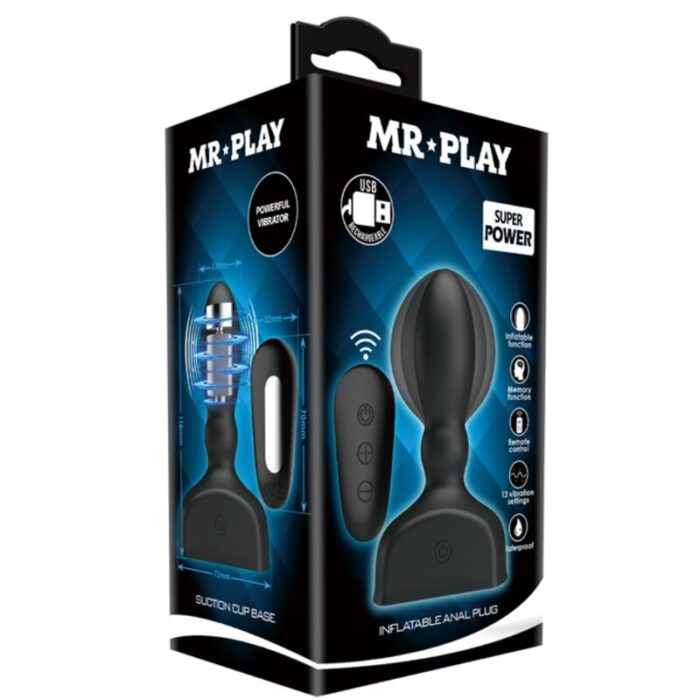 MR PLAY - PLUG ANAL HINCHABLE NEGRO CONTROL REMOTO - CandyHot - Foto 6