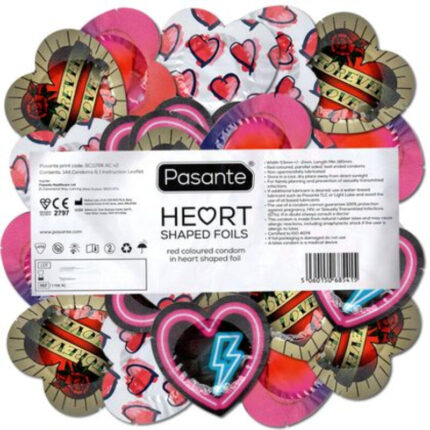 PASANTE - PRESERVATIVO ROJO FORMA CORAZON BOLSA 144 UNIDADES - CandyHot - Foto 2