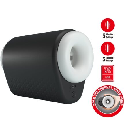 PRETTY LOVE - DJ GIRL MASTURBADOR MASCULINO CON VIBRACIÓN 5 CONFIGURACIONES NEGRO - CandyHot - Foto 1