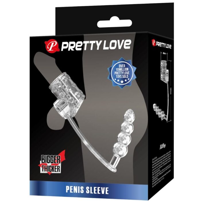 PRETTY LOVE - FUNDA PARA PENE CON PLUG ANAL TRANSPARENTE - CandyHot - Foto 6