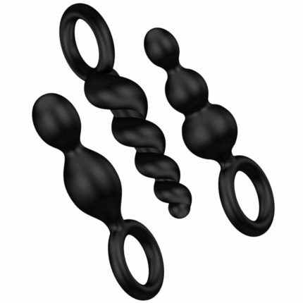 SATISFYER - ANAL PLUGS SET 3 PCS NEGRO - CandyHot - Foto 1