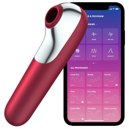 SATISFYER - DUAL LOVE VIBRADOR Y SUCCIONADOR CON AIRE PULSADO ROJO - CandyHot - Foto 1