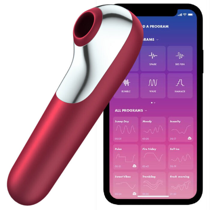 SATISFYER - DUAL LOVE VIBRADOR Y SUCCIONADOR CON AIRE PULSADO ROJO - CandyHot - Foto 1