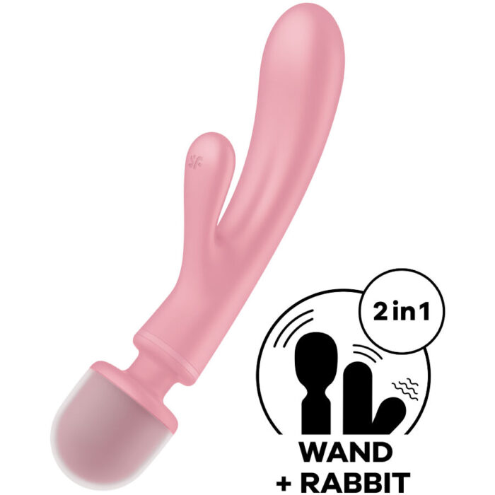 SATISFYER - TRIPLE LOVER MASAJEADOR VIBRADOR RABBIT ROSA - CandyHot - Foto 6