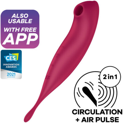 SATISFYER - TWIRLING PRO+ ESTIMULADOR Y VIBRADOR APP ROJO - CandyHot - Foto 1
