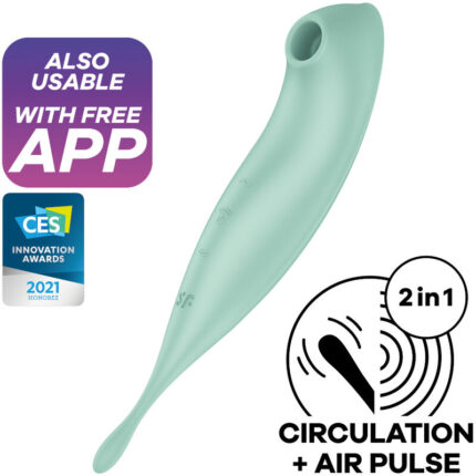 SATISFYER - TWIRLING PRO+ ESTIMULADOR Y VIBRADOR APP VERDE - CandyHot - Foto 1