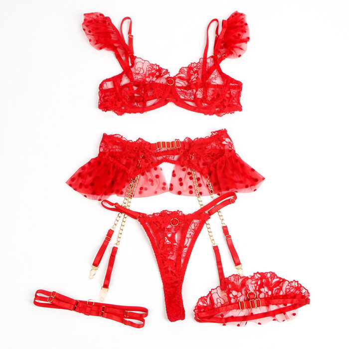 SUBBLIME - 957506 CONJUNTO SUJETADOR Y LIGA DE ENCAJE ROJO S/M - CandyHot - Foto 3