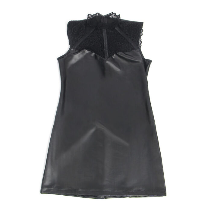 SUBBLIME - 957544 VESTIDO DE CUERO CON CUELLO DE ENCAJE NEGRO S/M - CandyHot - Foto 4