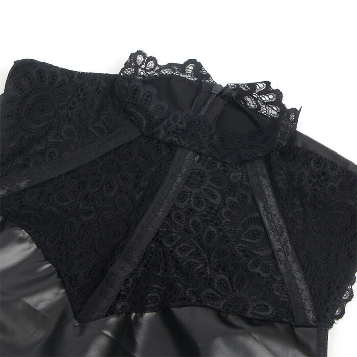 SUBBLIME - 957551 VESTIDO DE CUERO CON CUELLO DE ENCAJE NEGRO L/XL - CandyHot - Foto 5
